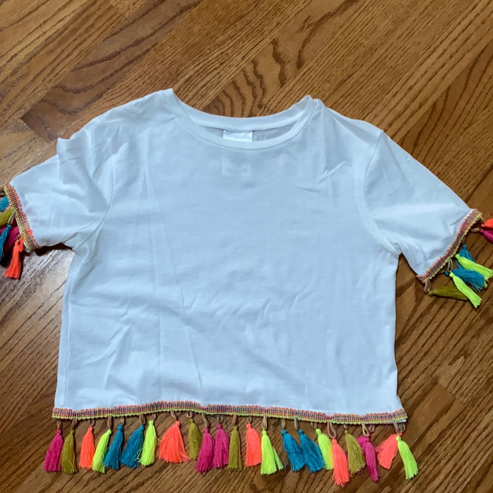 White pom pom styled shirt